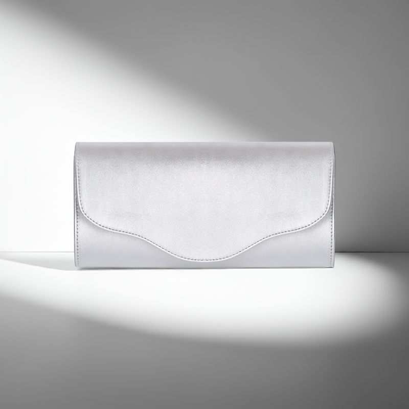 Elodie Clutch - Light Silver Leather