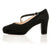 Clare Wide Fit Platform Courts - Almond Toe - Black Suede