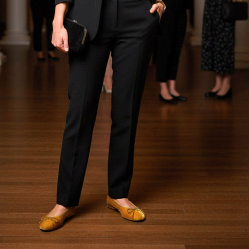 Clara Extra-Wide Fit Flats - Ochre Velvet