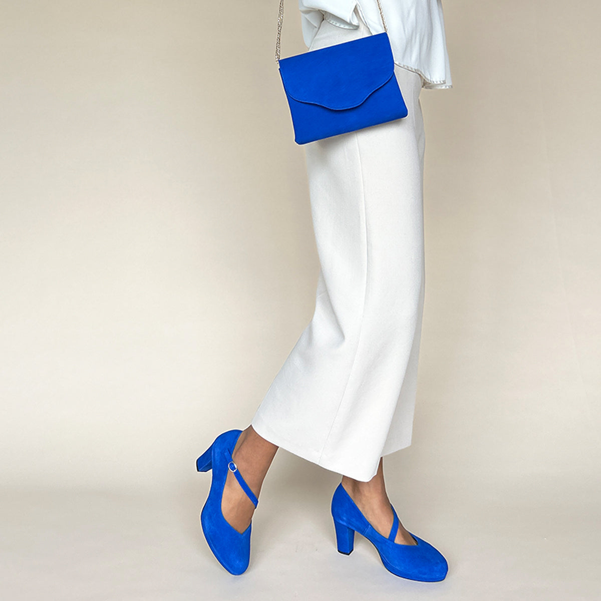 Wide Fit Cobalt Blue High Heels Wide Fit Double Strap Part Sandal