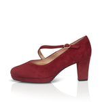 Clare Wide Fit Platform Courts - Burgundy Suede