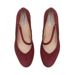 Clare Wide Fit Platform Courts - Burgundy Suede