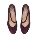 Clare Wide Fit Platform Courts - Burgundy Suede