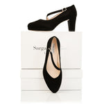 Clare Wide Fit Platform Courts - Black Suede