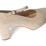 Clare Wide Fit Platform Heels - Almond Suede