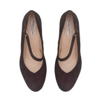 Clare Wide Fit Platform Courts - Brown Suede