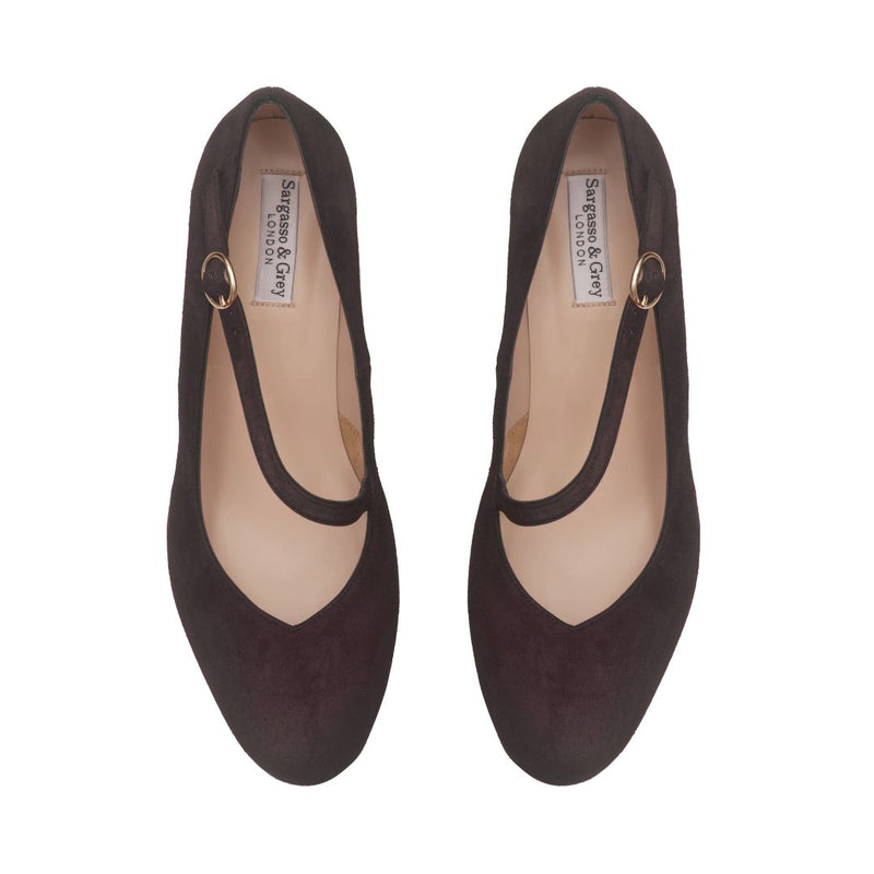 Clare Wide Fit Platform Courts - Brown Suede