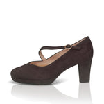 Clare Wide Fit Platform Courts - Brown Suede