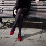 Clare Wide Fit Platform Courts - Claret Suede