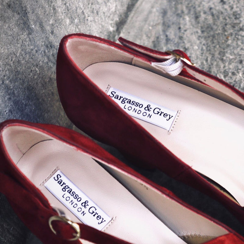 Clare Wide Fit Platform Courts - Claret Suede