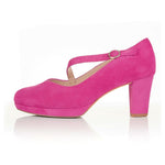 Clare Wide Fit Platform Courts - Hot Pink Suede