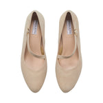 Clare Wide Fit Platform Heels - Almond Suede