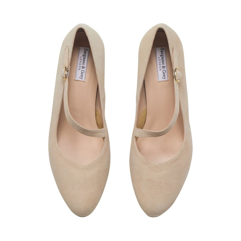 Clare Wide Fit Platform Heels - Almond Suede