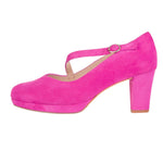 Clare Wide Fit Platform Courts - Hot Pink Suede