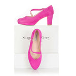 Clare Wide Fit Platform Courts - Hot Pink Suede