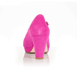 Clare Wide Fit Platform Courts - Hot Pink Suede