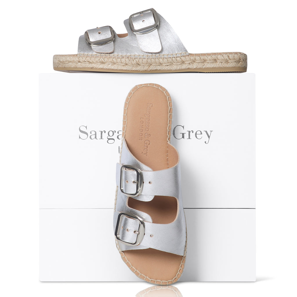 Clemmie - Wide Fit Espadrille - Silver Leather
