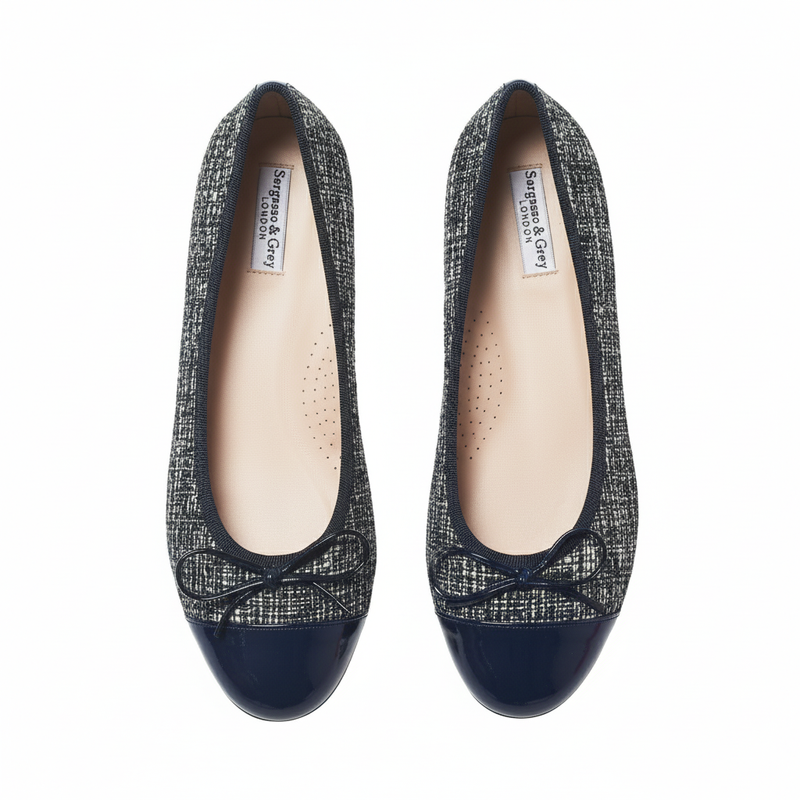 Corrine Extra-Wide Fit Flats - Navy Tweed