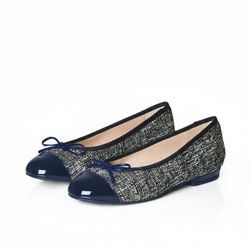 Corrine Extra-Wide Fit Flats - Navy Tweed