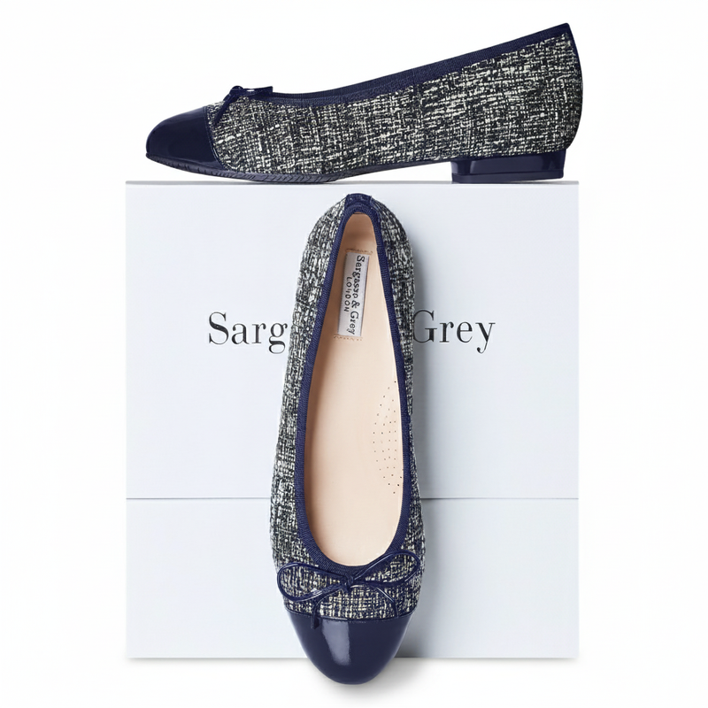 Corrine Extra-Wide Fit Flats - Navy Tweed