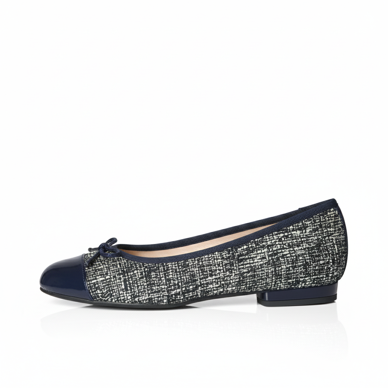 Corrine Extra-Wide Fit Flats - Navy Tweed