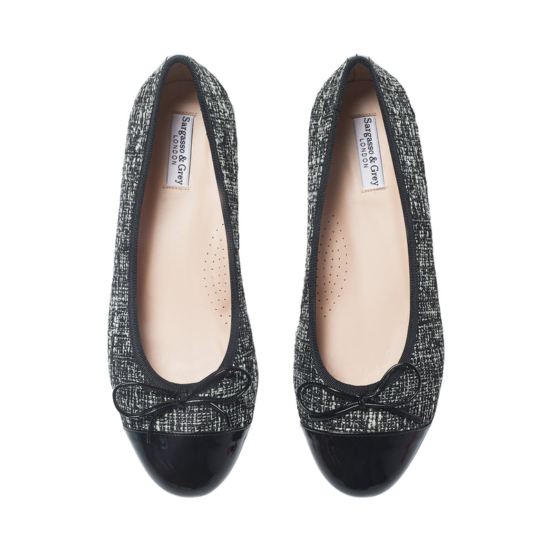 Corrine Extra-Wide Fit Flats - Black Tweed - COMING SOON