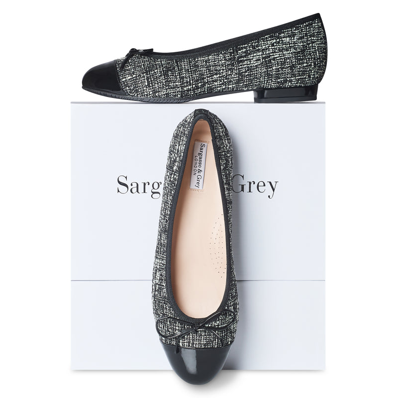 Corrine Extra-Wide Fit Flats - Black Tweed - COMING SOON