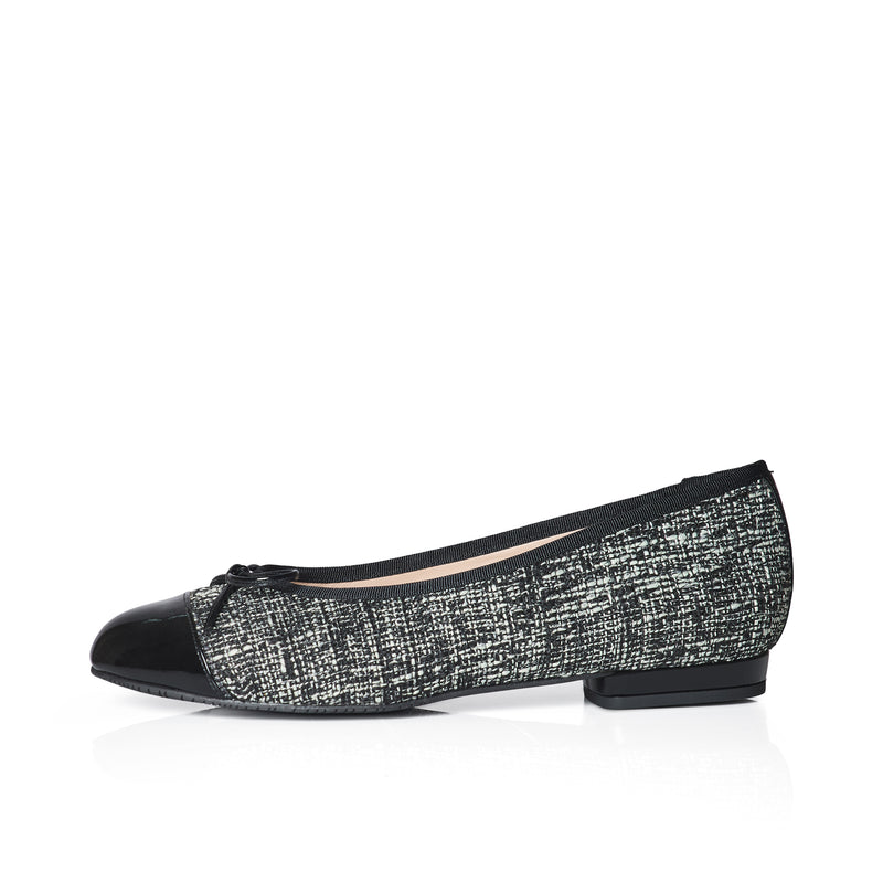 Corrine Extra-Wide Fit Flats - Black Tweed - COMING SOON