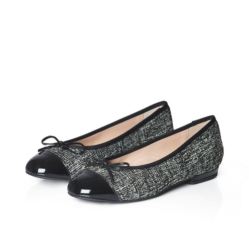 Corrine Extra-Wide Fit Flats - Black Tweed - COMING SOON