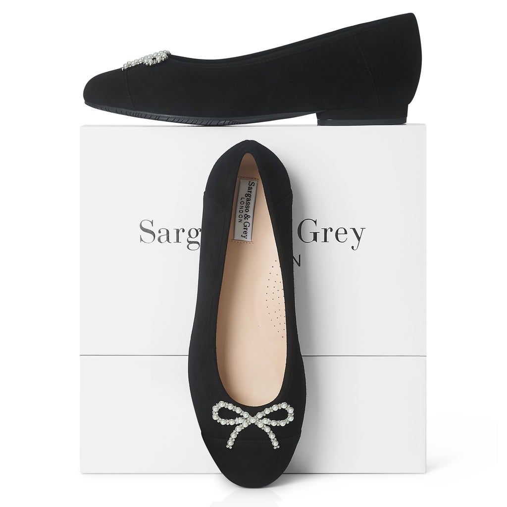 Crissy Extra Wide Fit Bow Flats Suede