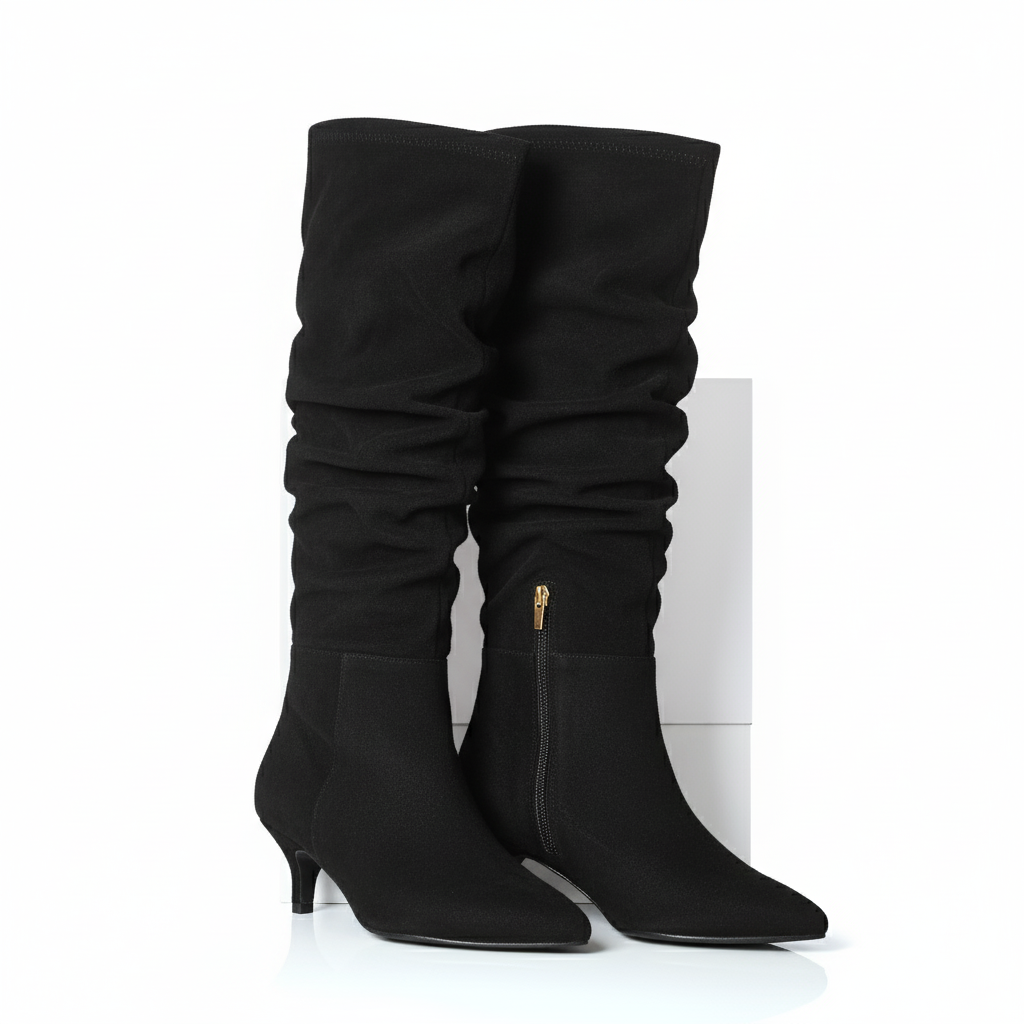 Delilah Extra Wide Fit Knee High Slouch Boots Suede