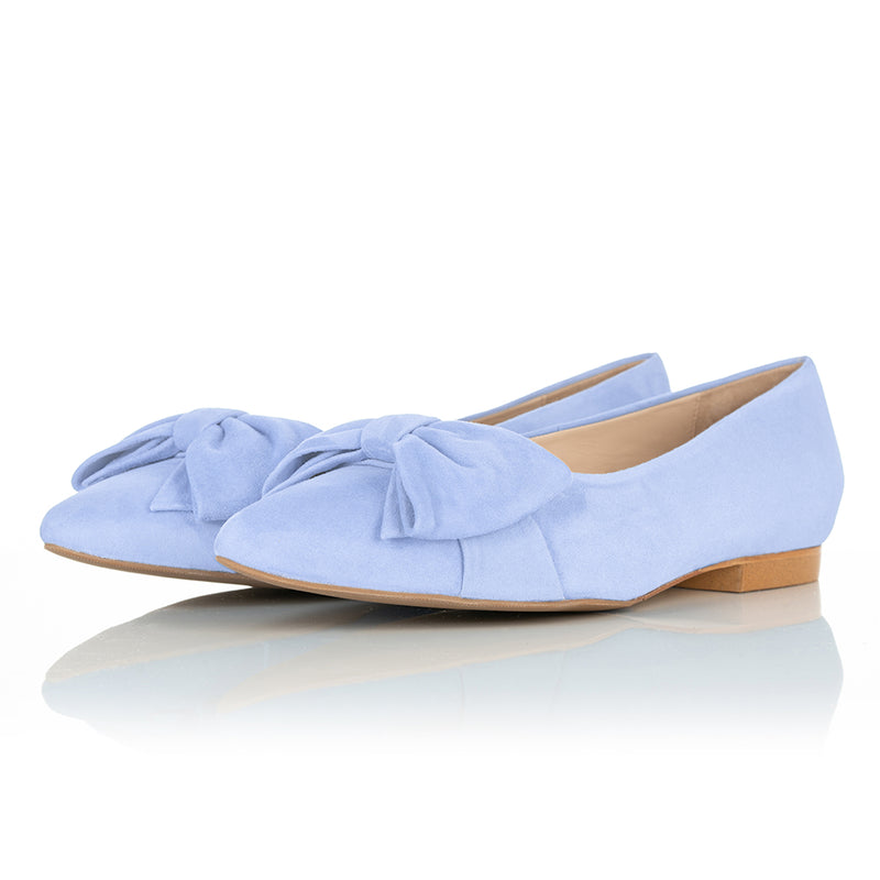 Dionne Extra-Wide Fit Flats - Light Blue Suede