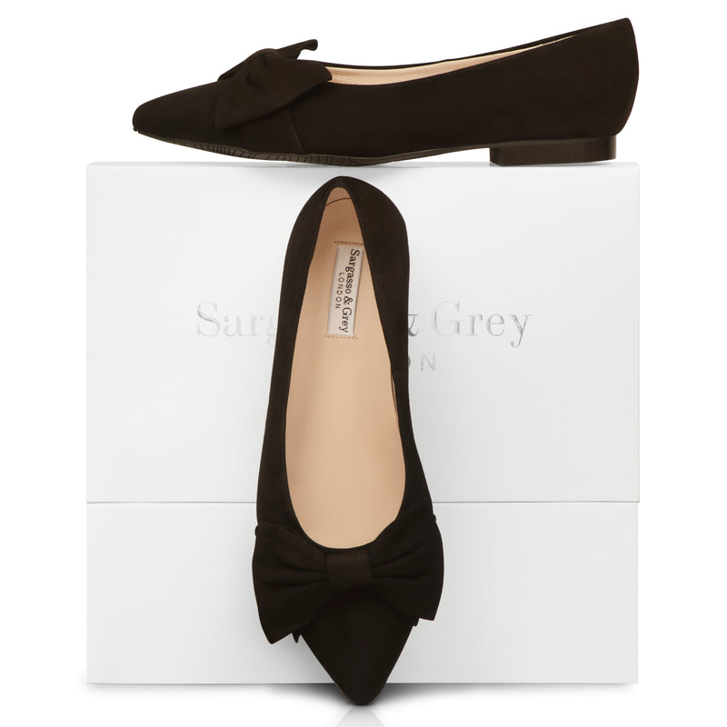 Dionne Extra-Wide Fit Flats - Black Suede