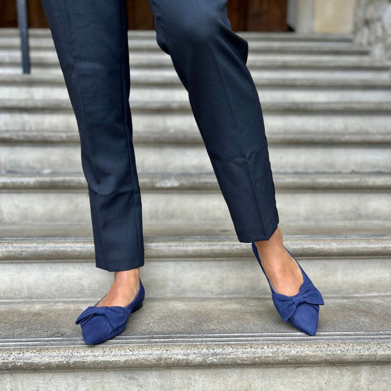 Dionne Extra-Wide Fit Flats - Navy Suede