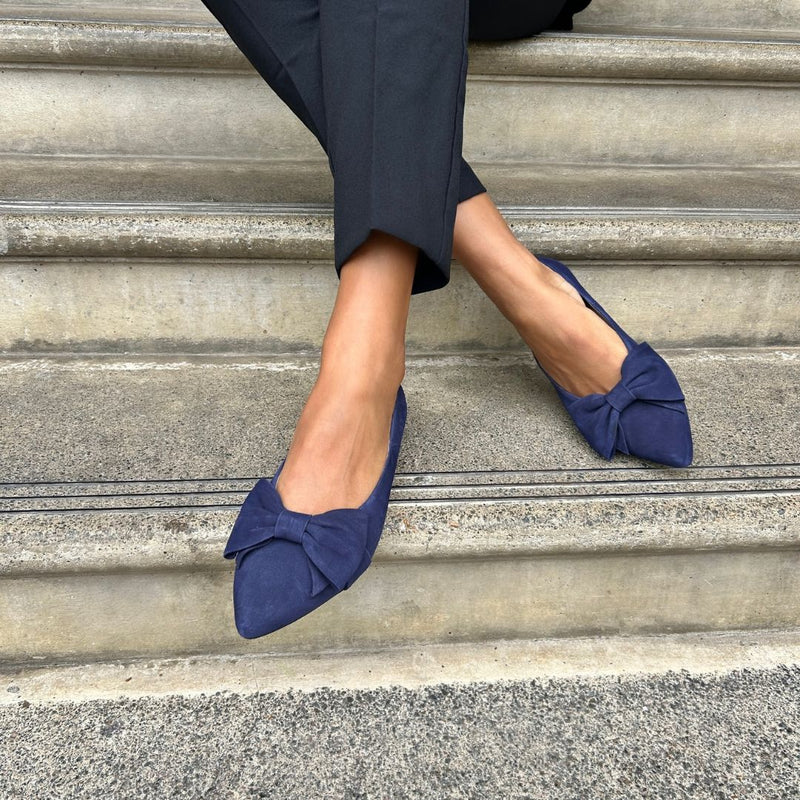 Dionne Extra-Wide Fit Flats - Navy Suede