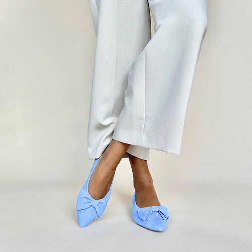 Dionne Extra-Wide Fit Flats - Light Blue Suede