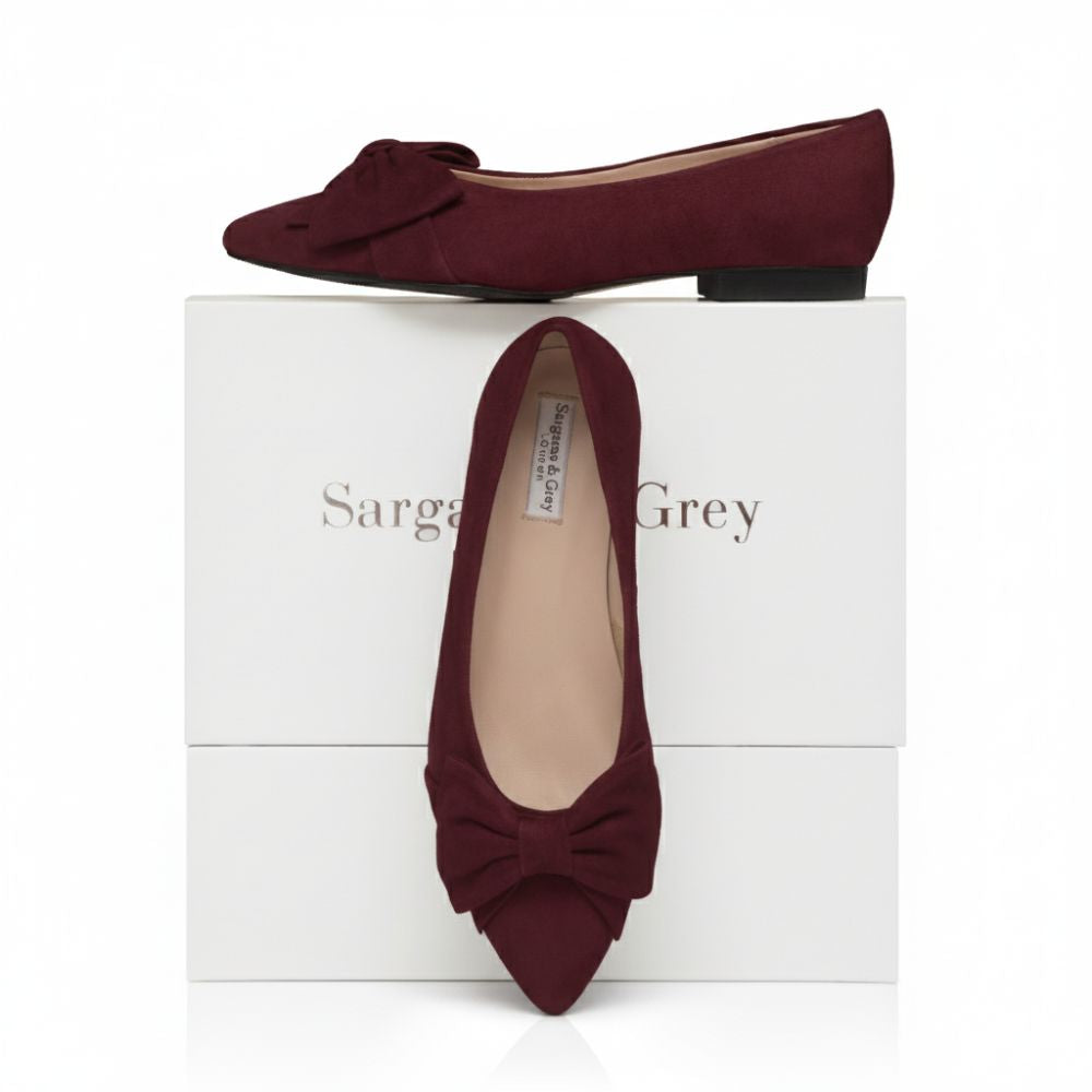 Dionne Extra Wide Fit Flats Burgundy Suede