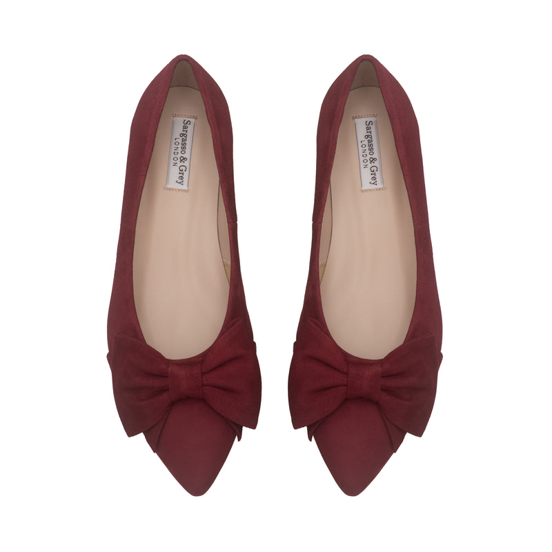 Dionne Extra-Wide Fit Flats - Burgundy Suede