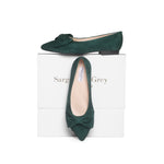 Dionne Extra-Wide Fit Flats - Green Suede