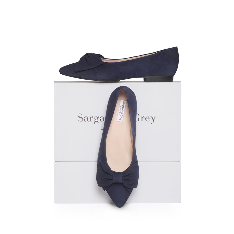 Dionne Extra-Wide Fit Flats - Navy Suede