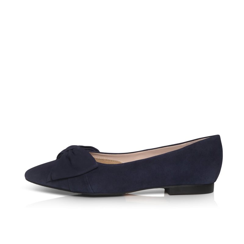 Dionne Extra-Wide Fit Flats - Navy Suede