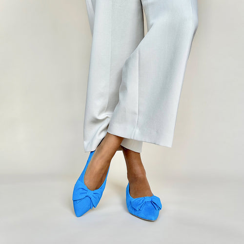 Dionne Extra-Wide Fit Flats - Blue Suede