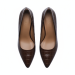 Eleanor - Wide Fit Courts - Dark Brown Mock-Croc Leather