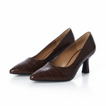 Eleanor - Wide Fit Courts - Dark Brown Mock-Croc Leather