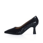Eleanor - Wide Fit Courts - Black Mock-Croc Leather - COMING SOON