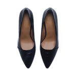 Eleanor - Wide Fit Courts - Black Mock-Croc Leather - COMING SOON