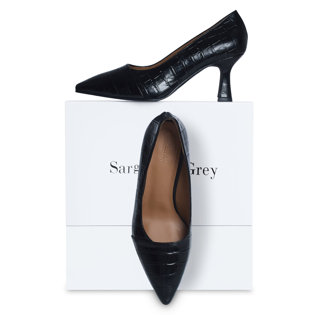 Eleanor Wide Fit Courts Mock Croc Leather