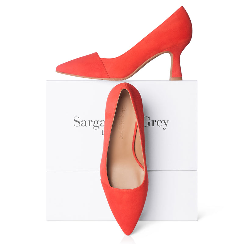 wide fit coral red suede court shoes – Sargasso and Grey