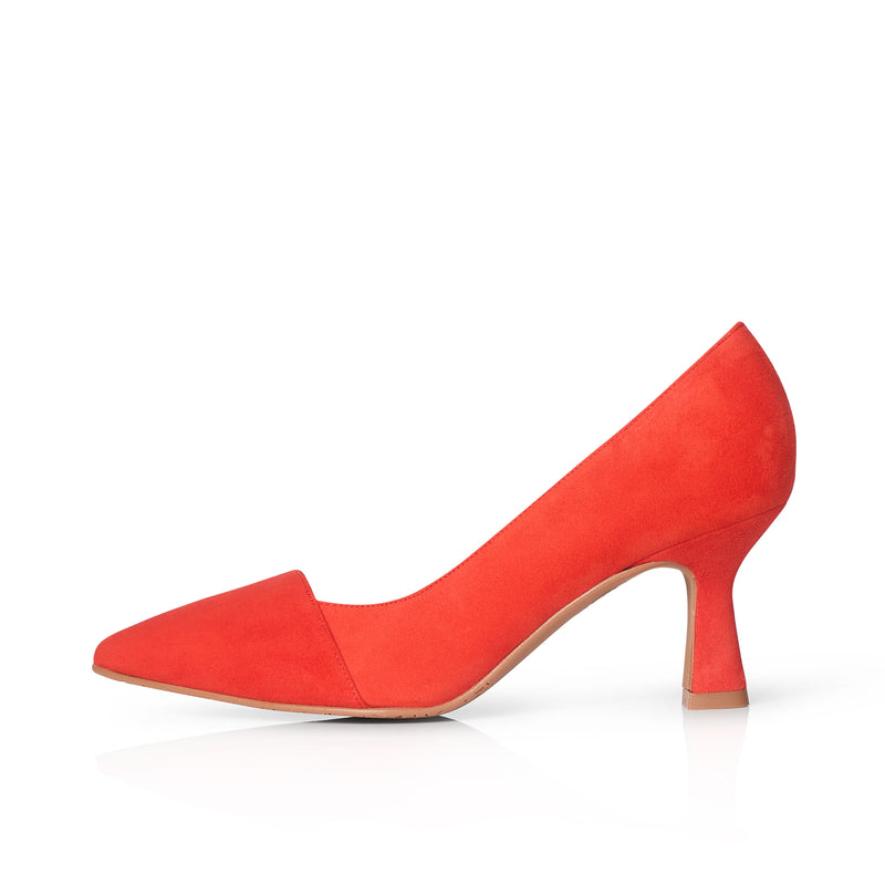 wide fit coral red suede court shoes – Sargasso and Grey