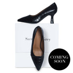 Eleanor - Wide Fit Courts - Black Mock-Croc Leather - COMING SOON
